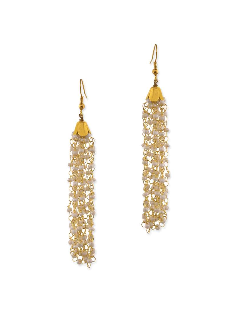 pearl beads embellished drop earrings