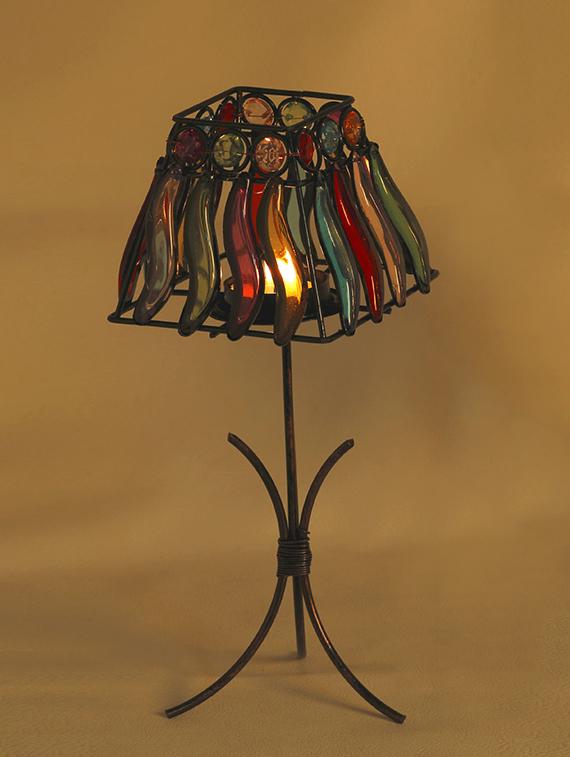 Colored Glass Square Lamp Shade Design Tea Light Holder