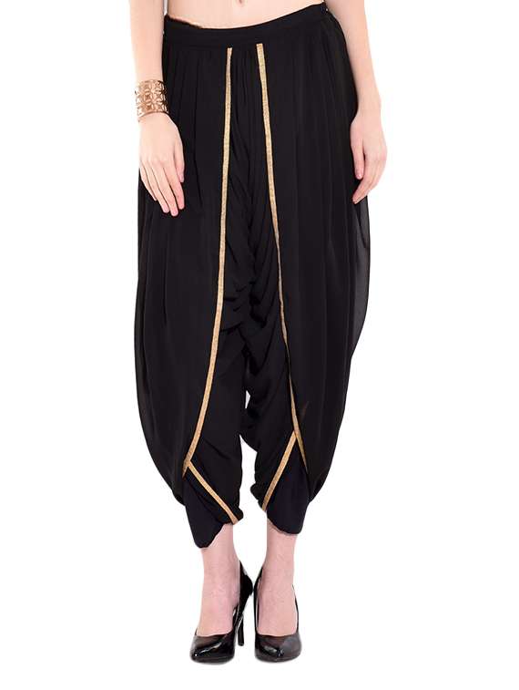 black silk blend dhoti salwar