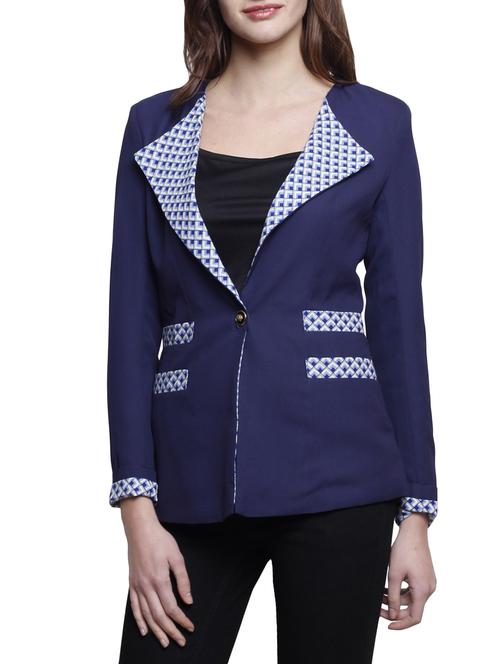 navy blue polyester formal blazer - 12815501 -  Standard Image - 0