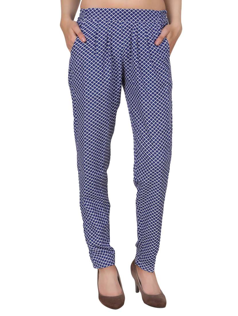 blue polyester pleated trouser - 12815512 - Zoom Image - 0