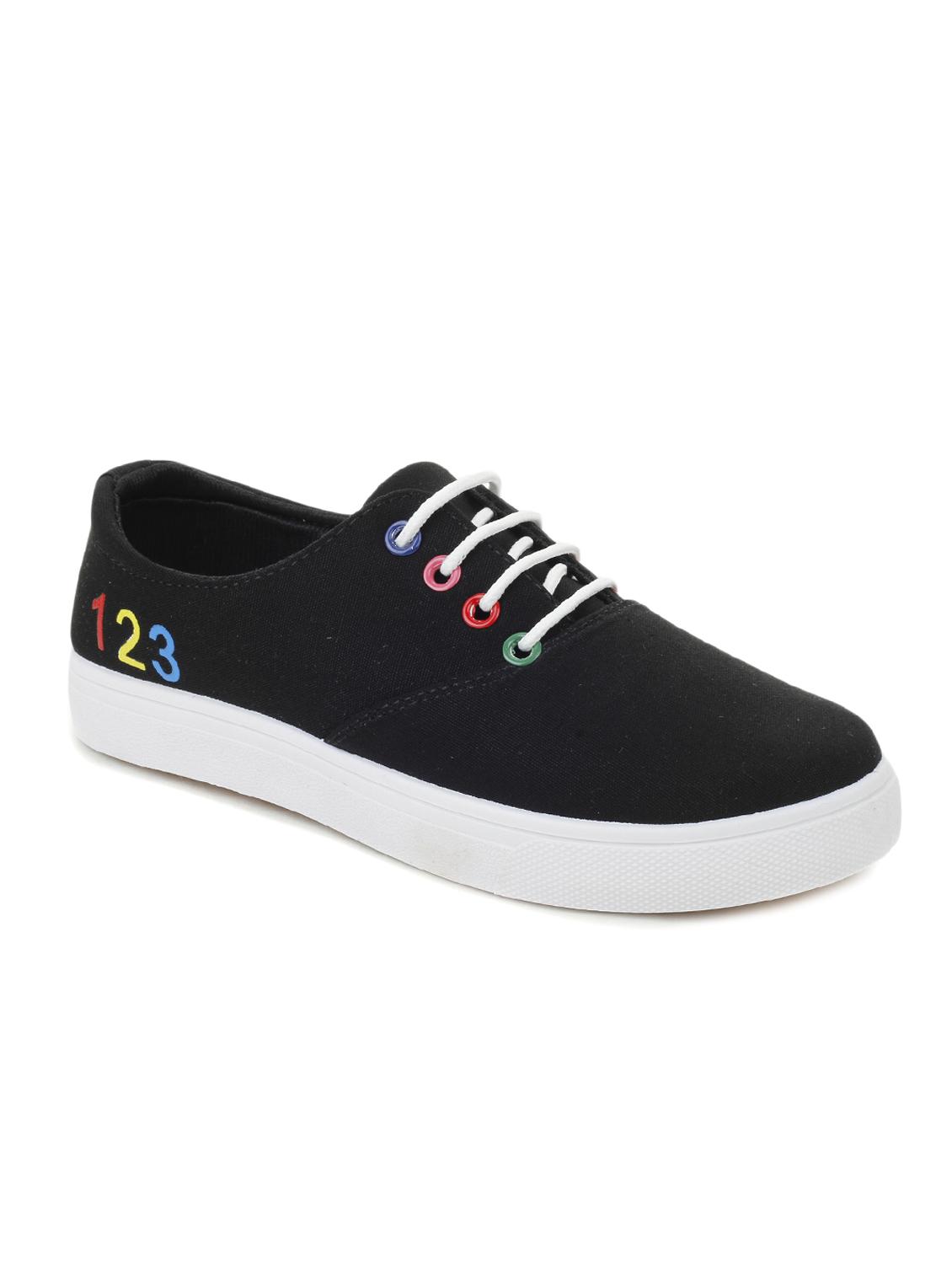 black canvas laceup casual shoes - 12815522 -  Zoom Image - 0