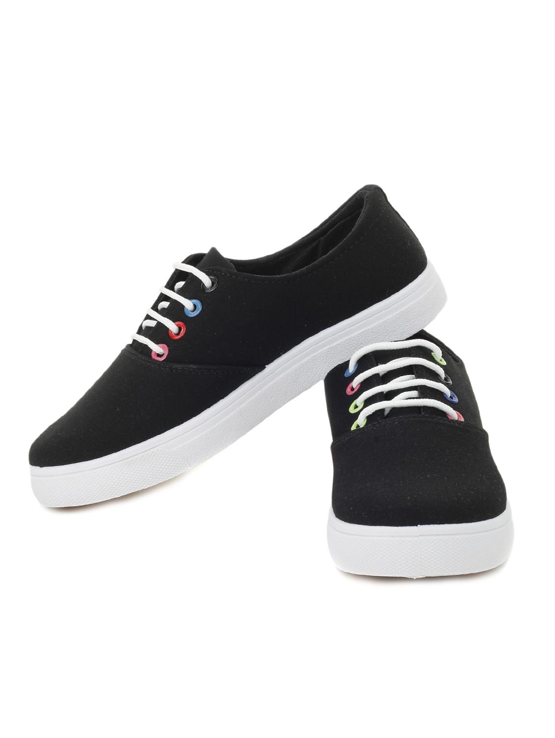 black canvas laceup casual shoes - 12815522 - Standard Image - 3