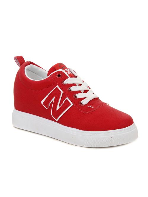 red canvas laceup casual shoes - 12815529 -  Standard Image - 0