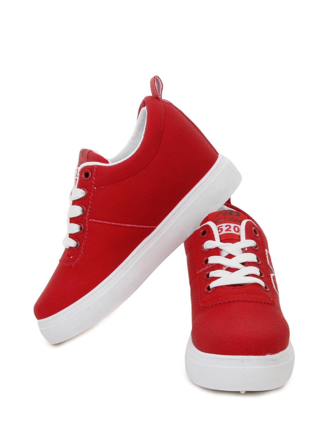 red canvas laceup casual shoes - 12815529 - Standard Image - 3