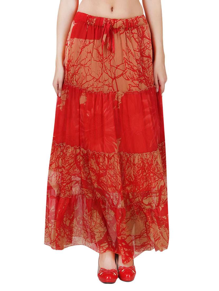 orange chiffon maxi skirt - 12815689 -  Zoom Image - 0