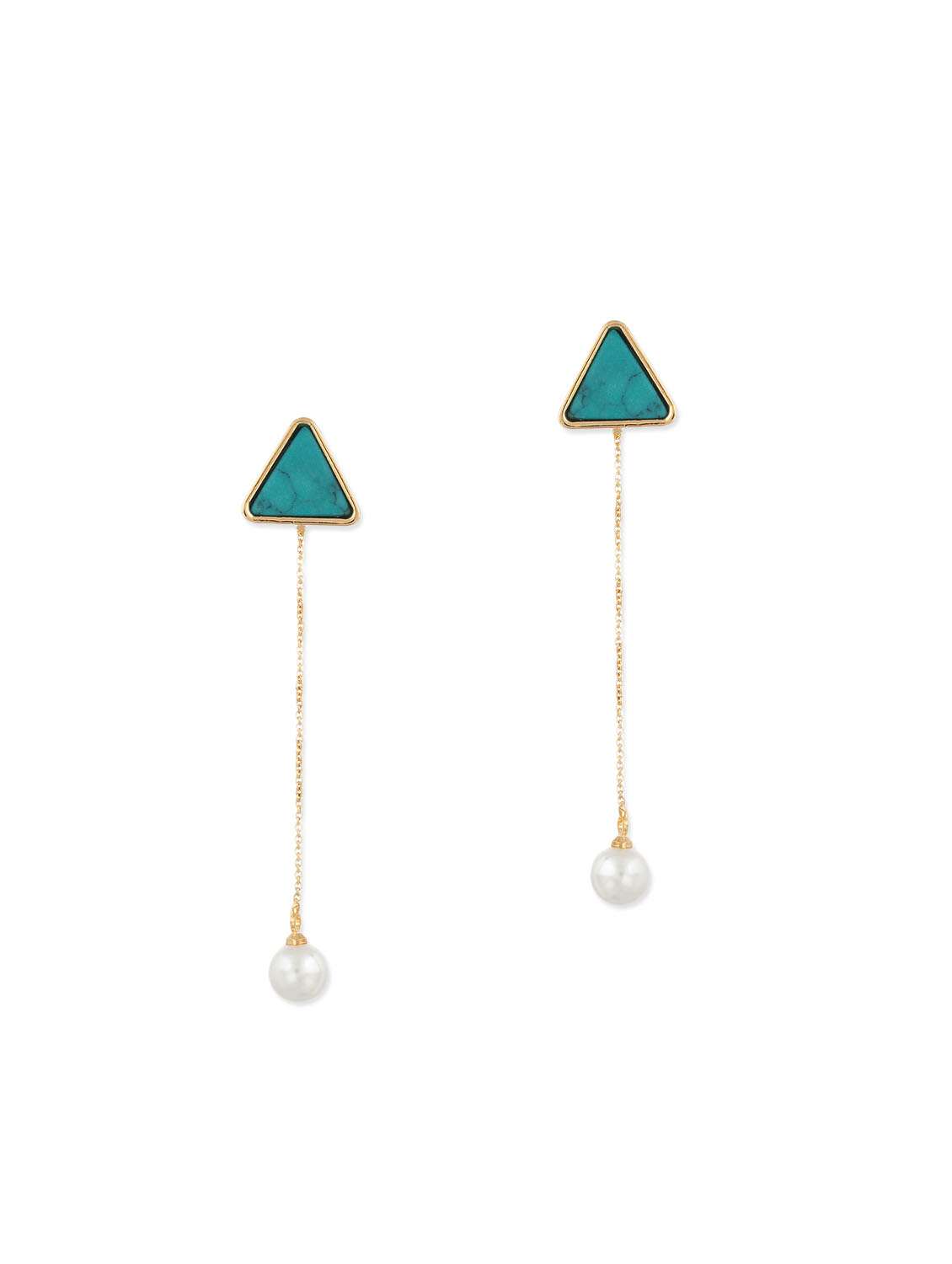 blue metal drop earrings