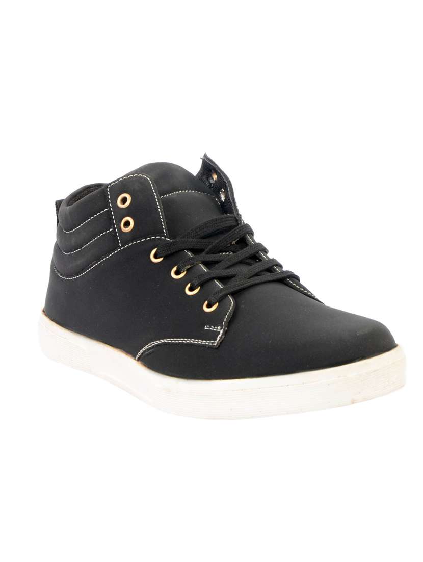 black leatherette lace up shoe