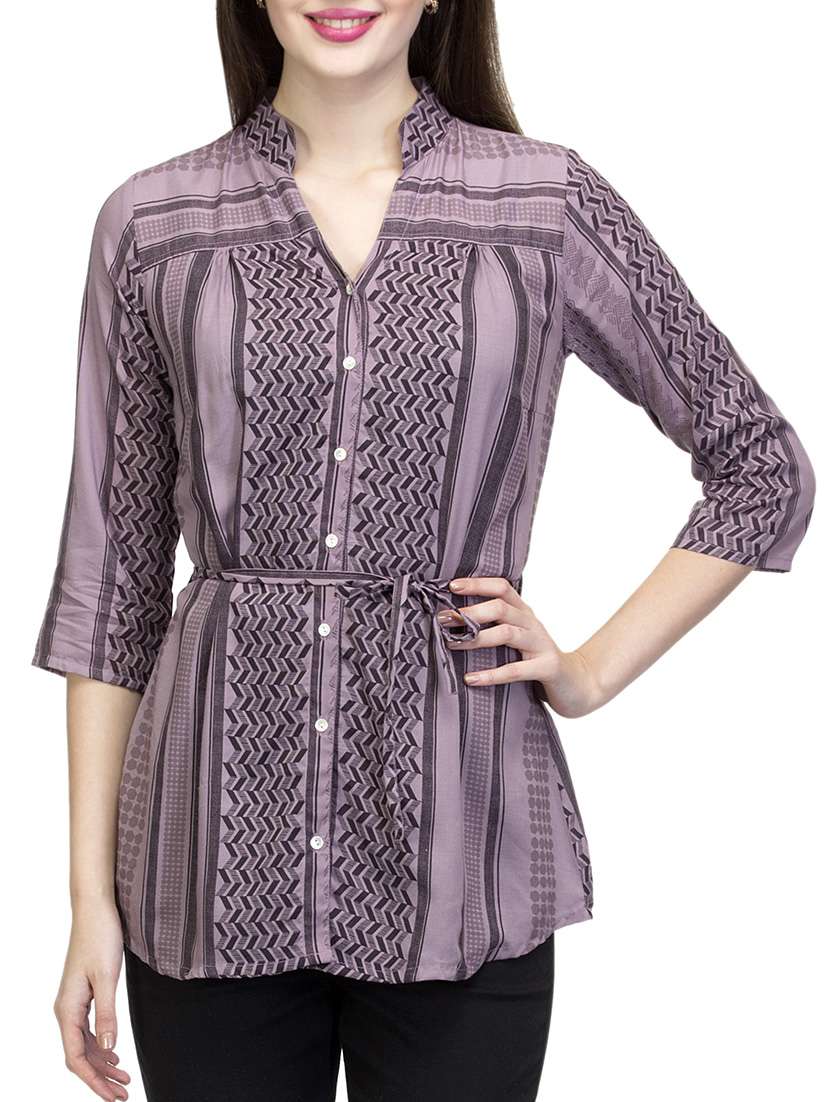 purple viscose regular tunic - 12817353 - Zoom Image - 0