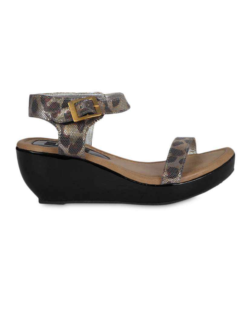 Buy online Black Leatherette Medium Heel Sandals from heels for