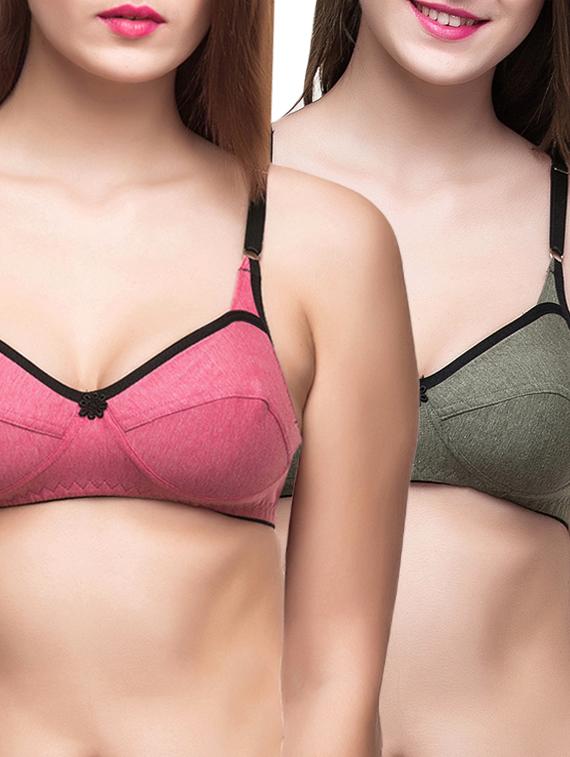 set of 2 multicolored hosery bras - 12827885 -  Zoom Image - 0