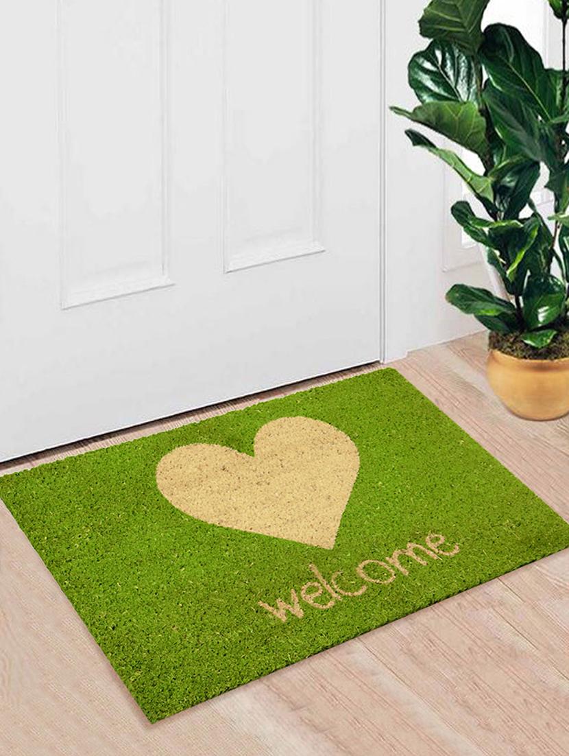 saral home 100% coir made heavy duty anti slip coir mat with rubber backing. size is 40x60 cm.