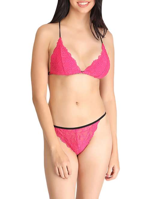 pink lace bra and panty set - 12832905 - Standard Image - 0