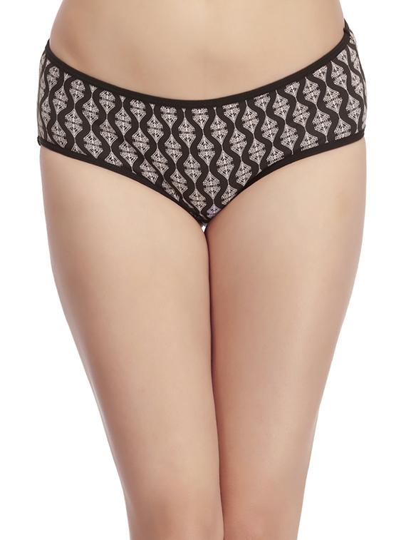 black printed cotton hipster panty - 12832928 -  Zoom Image - 0