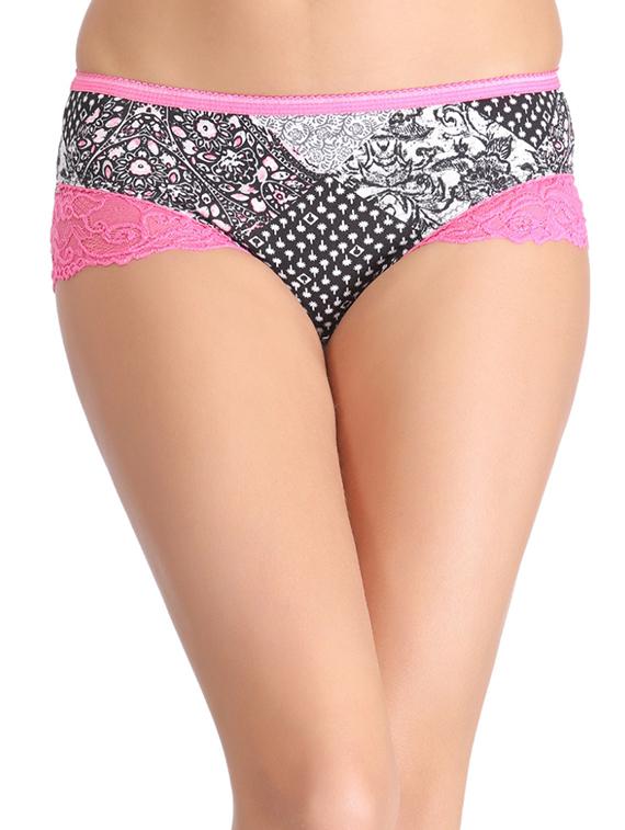 black printed cotton hipster panty - 12832935 - Zoom Image - 0