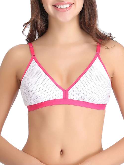white polka dots printed cotton bra - 12832992 - Standard Image - 0