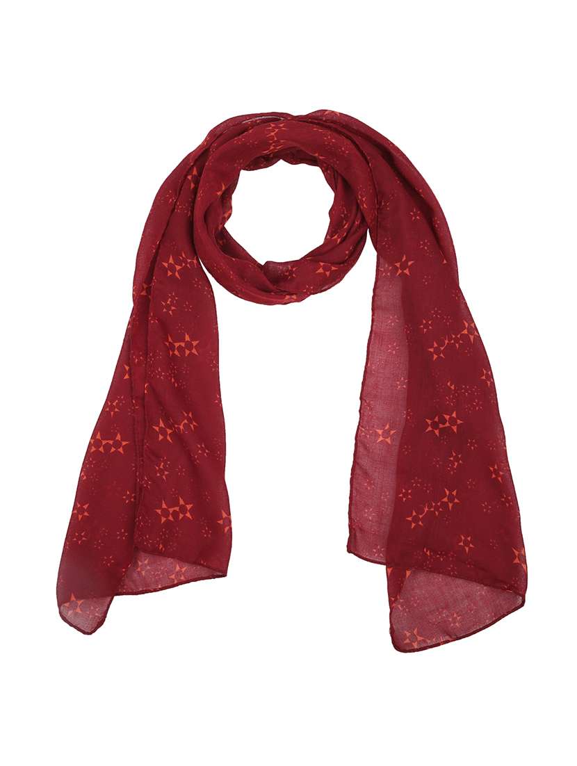 red printed polyester scarf