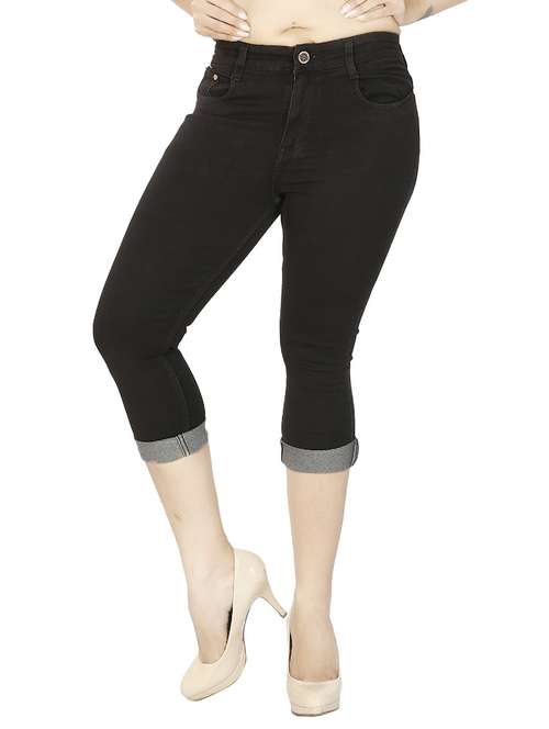 brown denim capri - 12836873 -  Standard Image - 0