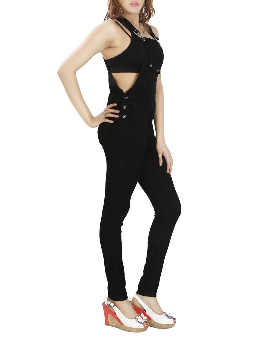 Black Denim Dungaree