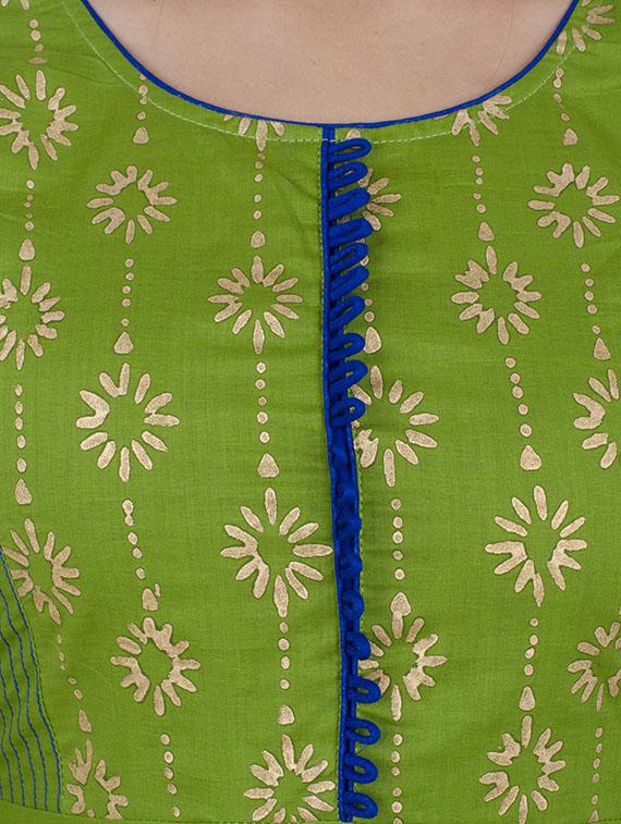 green cotton aline kurta - 12837524 - Standard Image - 3