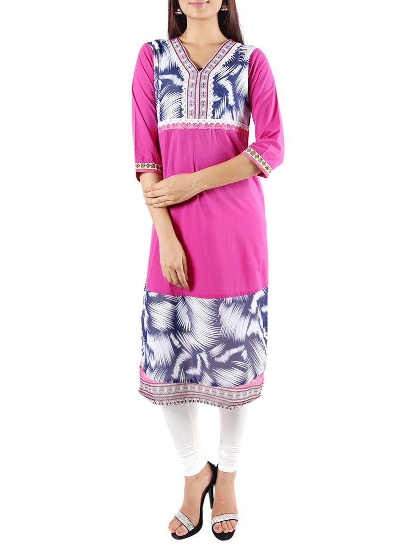 pink cotton straight kurta