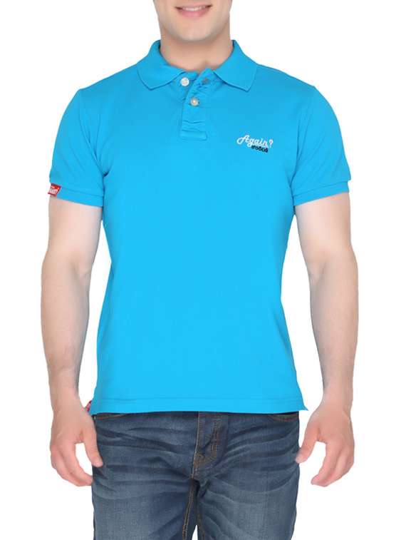 solid blue cotton t-shirt