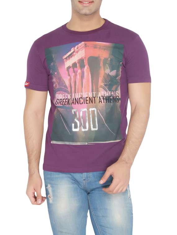 purple cotton graphic t-shirt
