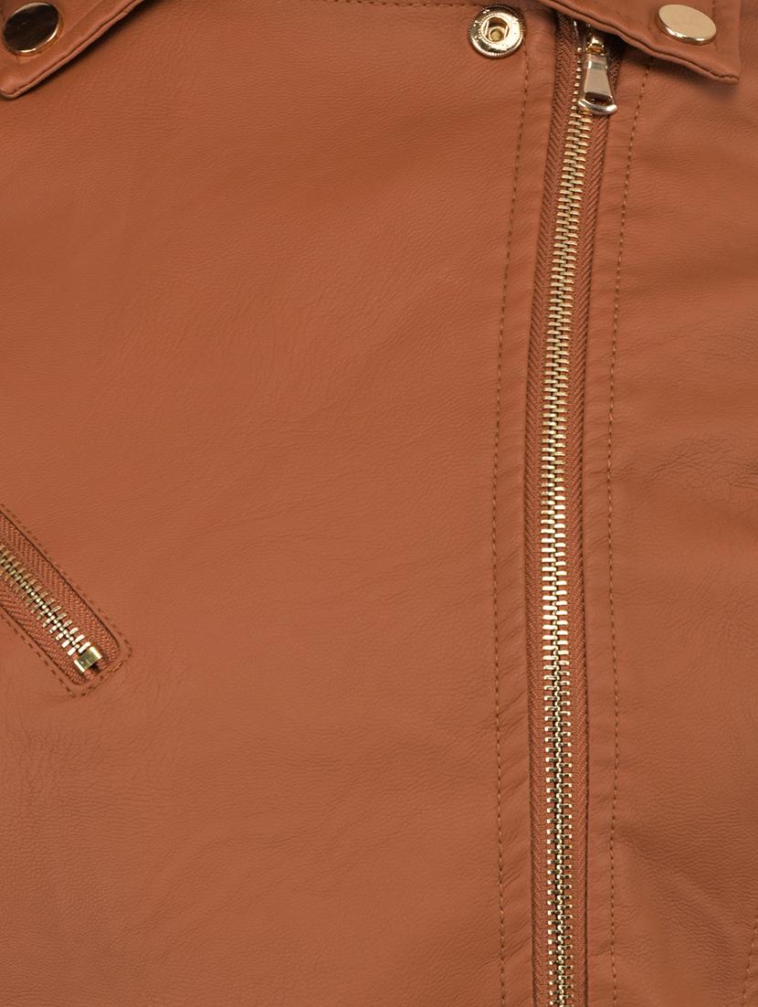 solid brown leatherette jacket - 12840384 - Standard Image - 3
