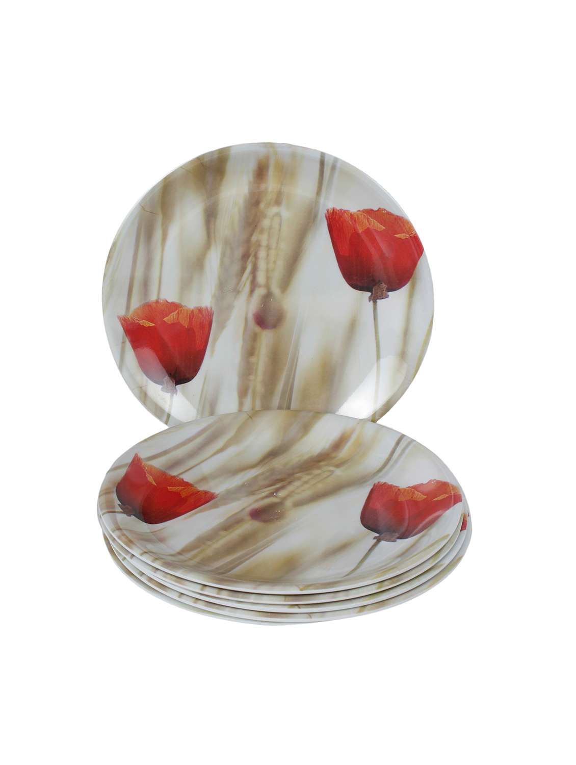 set of 6 kjaggs half plate floral print -melamine