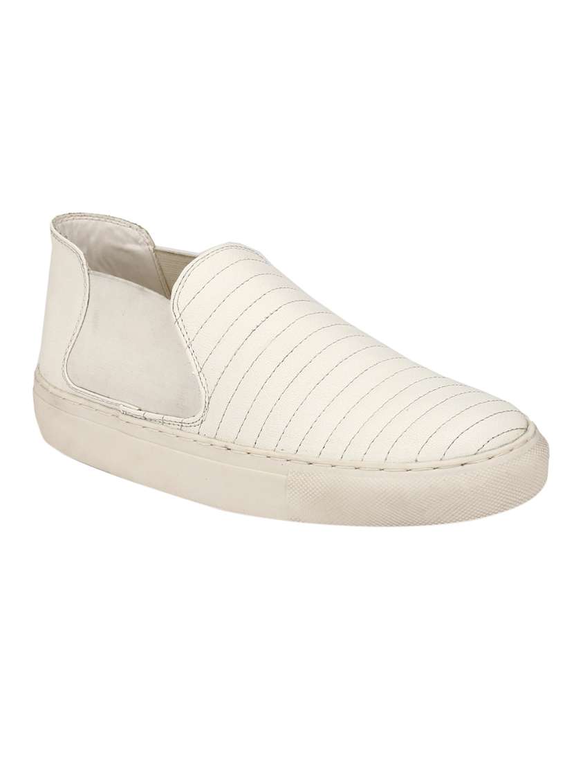 white leatherette slip on shoe