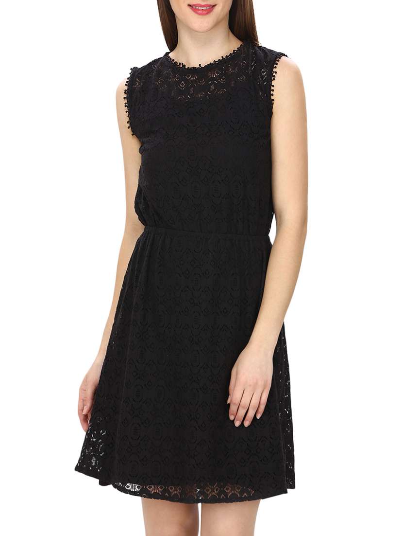 black cotton blouson dress
