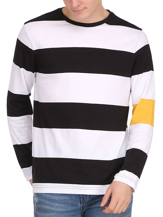 white and black cotton striped t-shirt