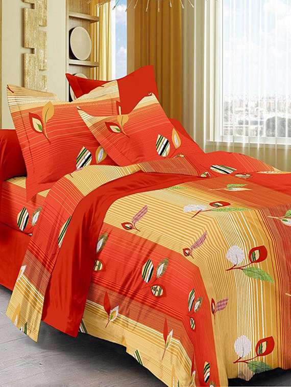 208 tc 100% cotton red 1 single bedsheet with 1 pillow cover