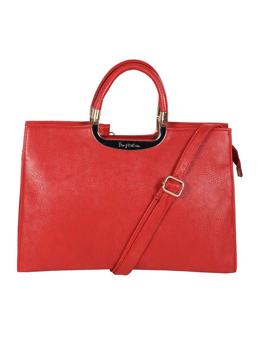 red leatherette handbag