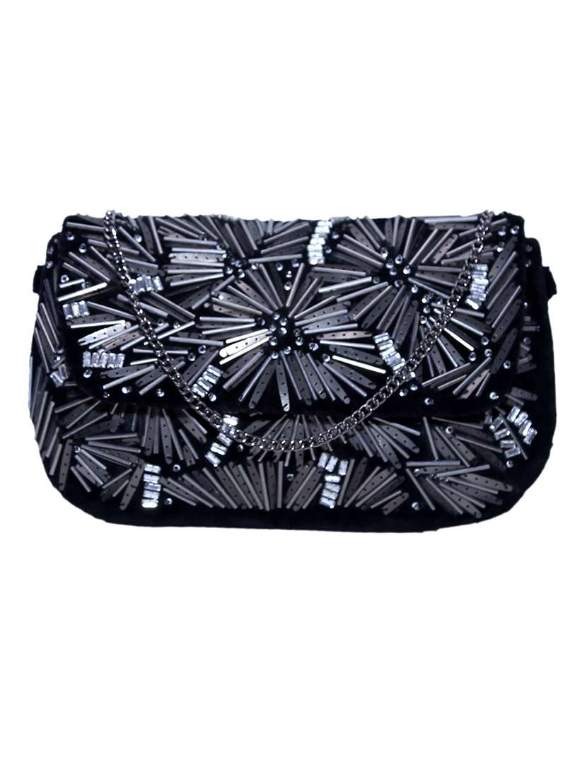 silver cotton clutch