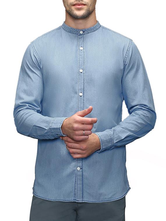 light blue denim casual shirt - 12860048 - Zoom Image - 0