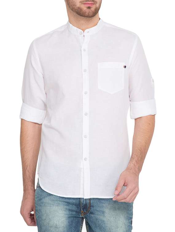 white linen casual shirt