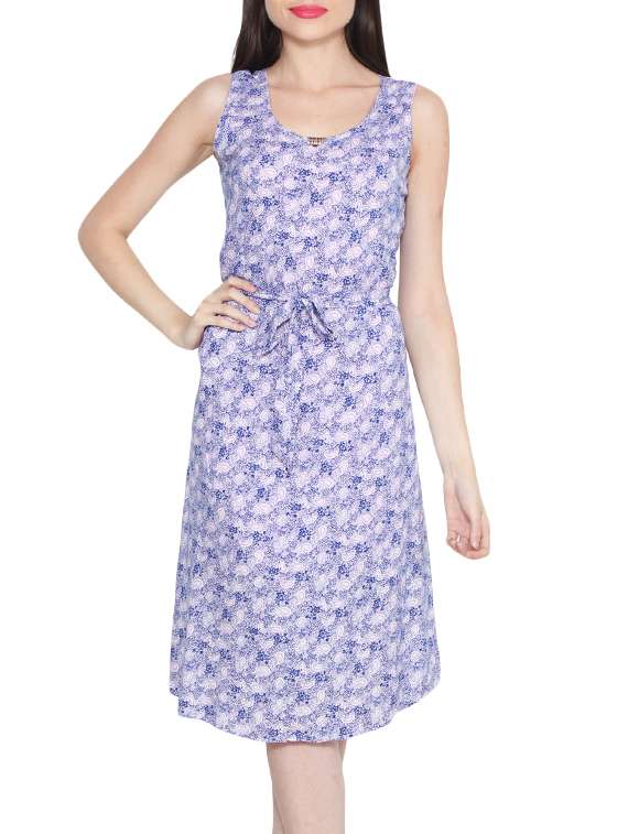 blue cotton belted dress - 12866693 - Zoom Image - 0