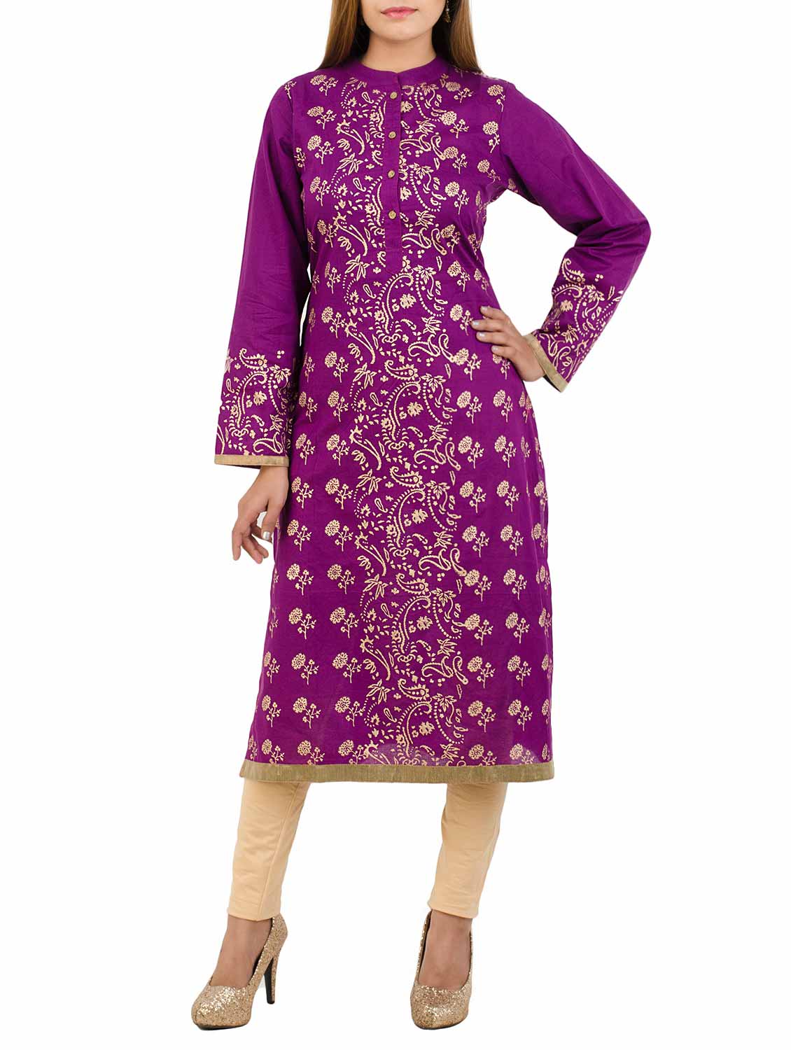 purple cotton straight kurta