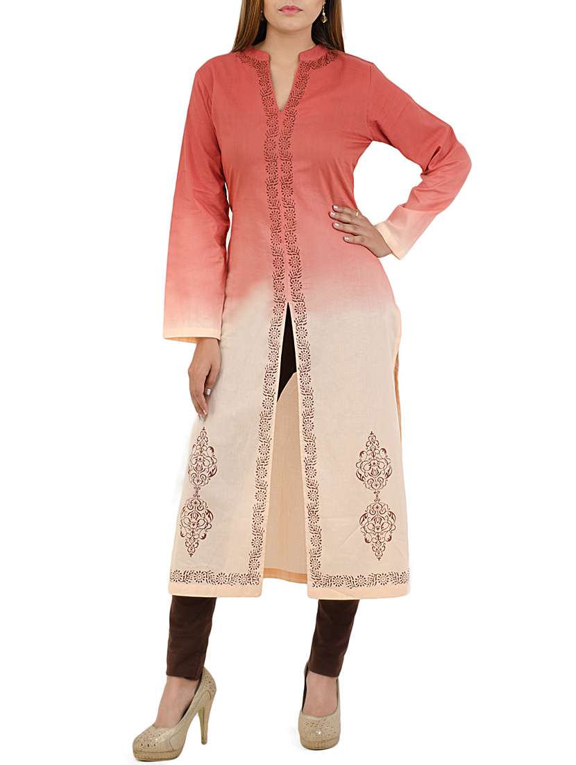 pink ombr? cotton straight kurta