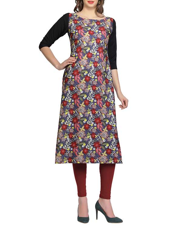 black crepe straight kurta