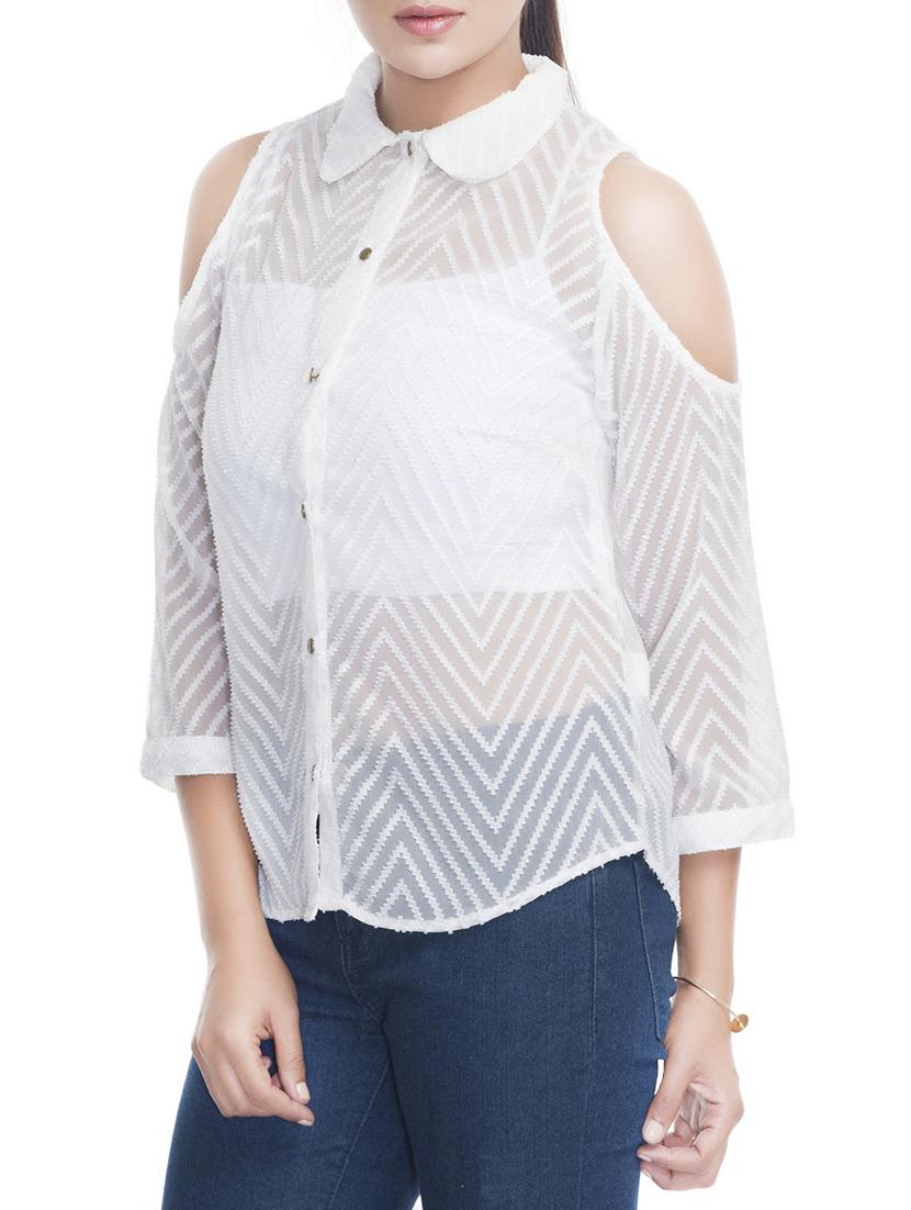 white georgette regular shirt