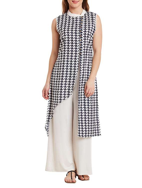 blue viscose asymmetric kurta