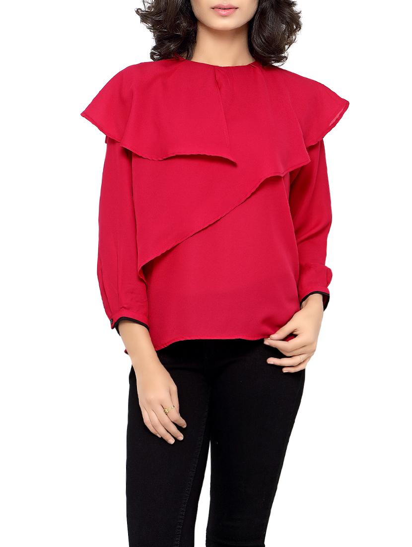 red crepe regular top - 12884807 - Zoom Image - 0