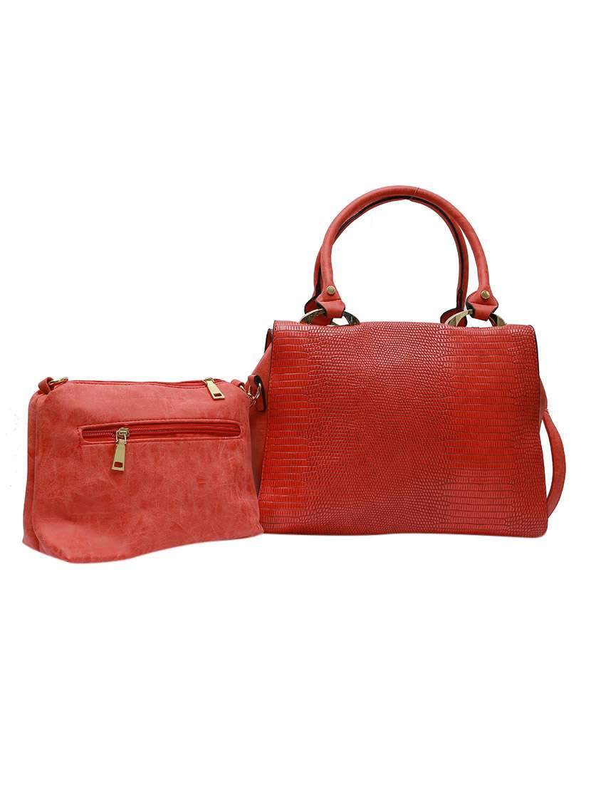 red leatherette handbag