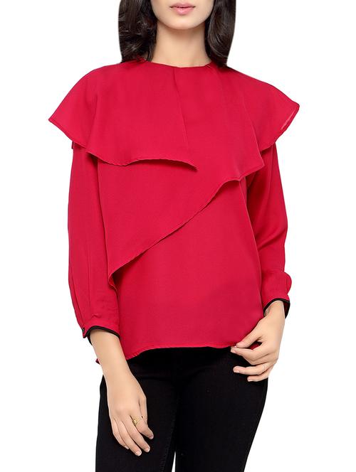 red georgette regular top - 12885592 - Standard Image - 0