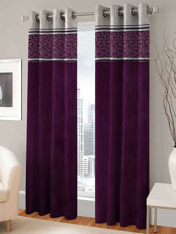trendz home furnishing  eyelet purple door single curtain