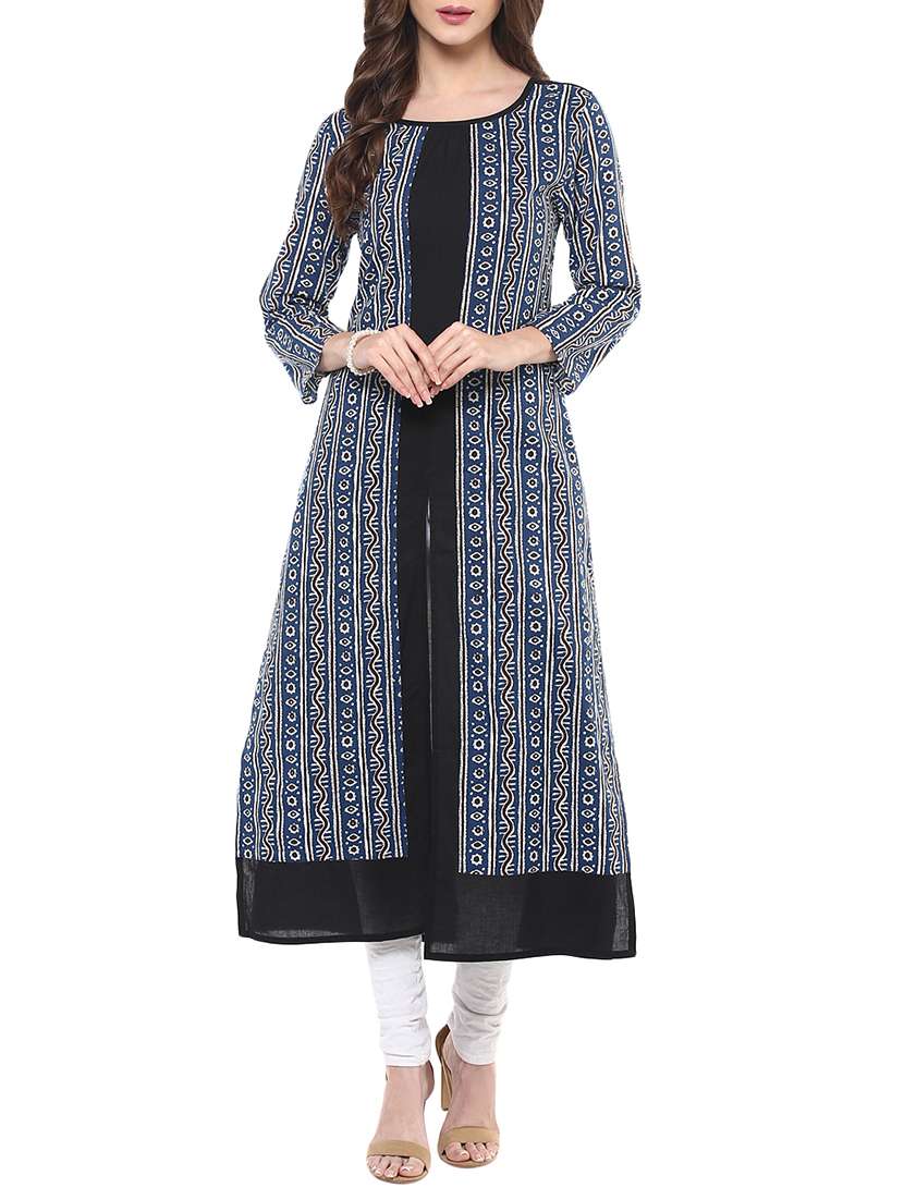 blue cotton printed kurta