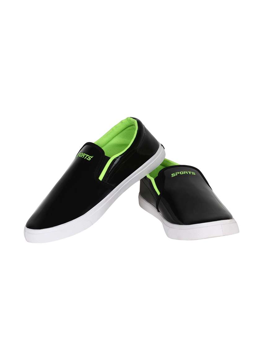 black leatherette slip on shoe - 12887021 -  Standard Image - 3