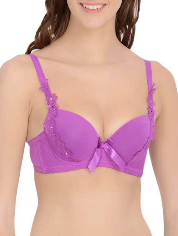 lace applique push up bra